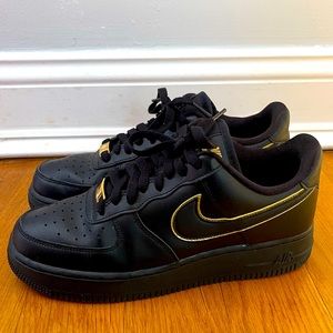 nike air force 1 black and gold womens